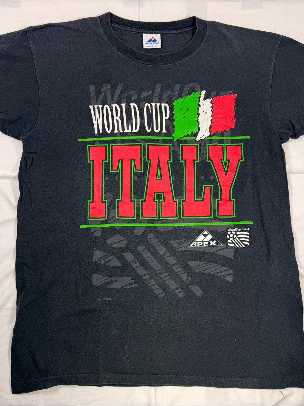 Apex Black Tee with Red & Green Italy World Cup Graphic